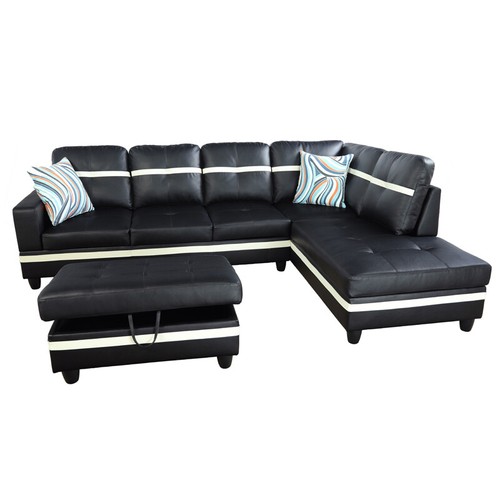 Leather shaped sofa - pu, l-shaped