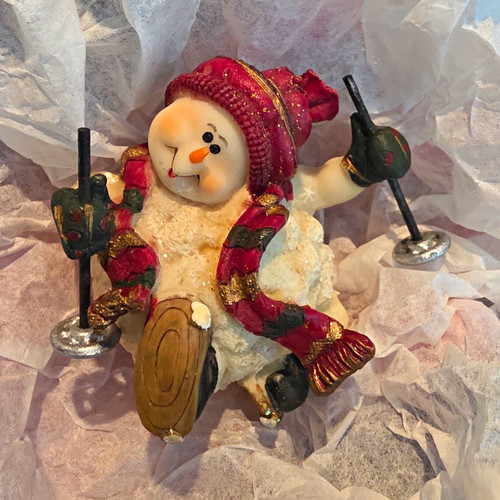 1990 resin snowman skier - resin,