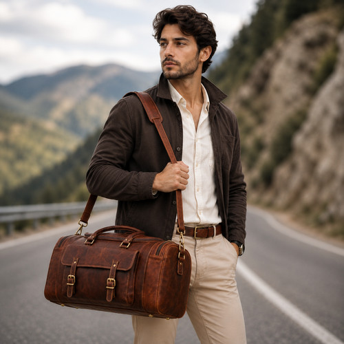 Genuine leather duffle bag - genuine,