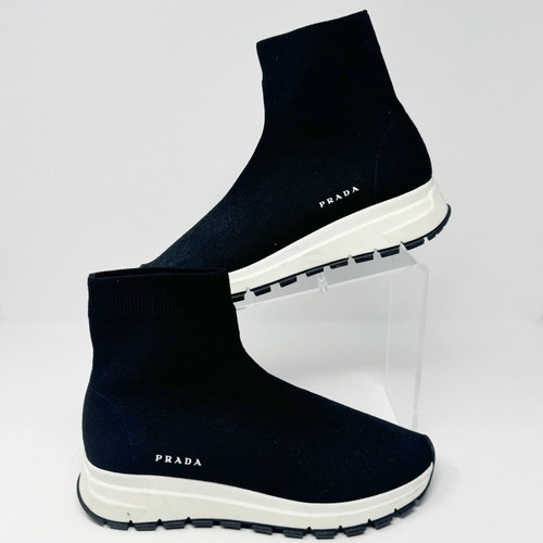 Prada black knit sock boot - sock,