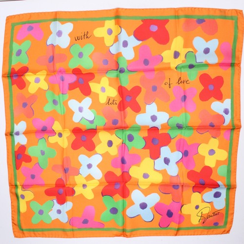 Retro orange silk flower print - flower,