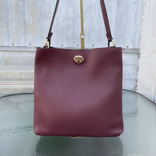Coach red pebbled - pebbled, leather