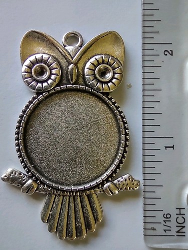 Silver owl pendant cameo - pendant,
