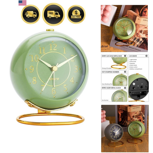 Metal desk clock - metal, clock,