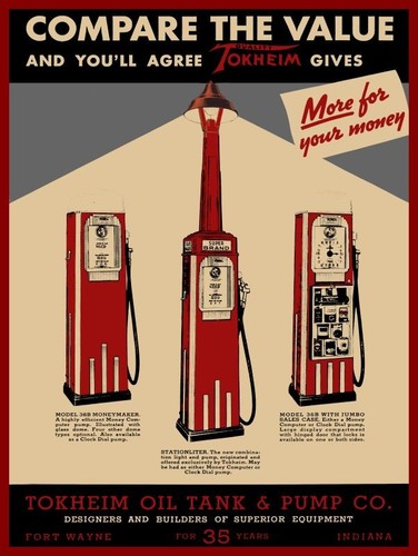 1937 tokheim oil - &, gas