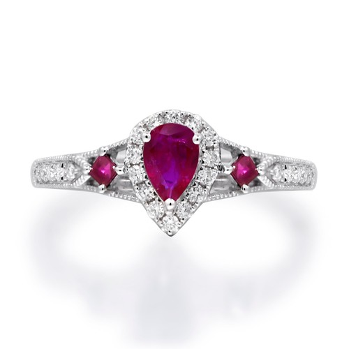 14k white gold - gold, pear