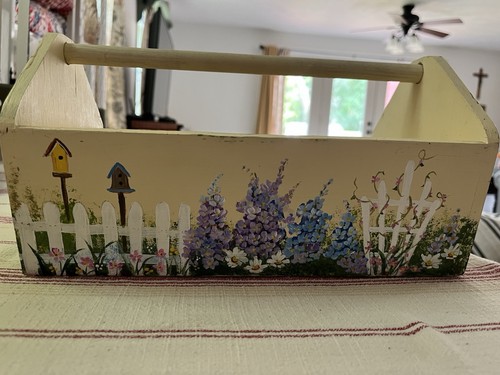 Hand painted garden tool caddy - painted,
