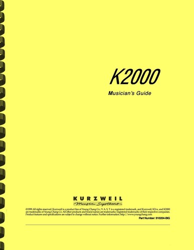 Kurzweil k2000 musician - k2000, musician's