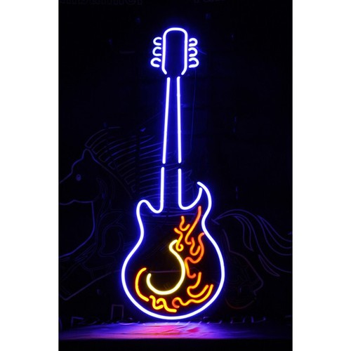 Guitar music neon light - guitar,