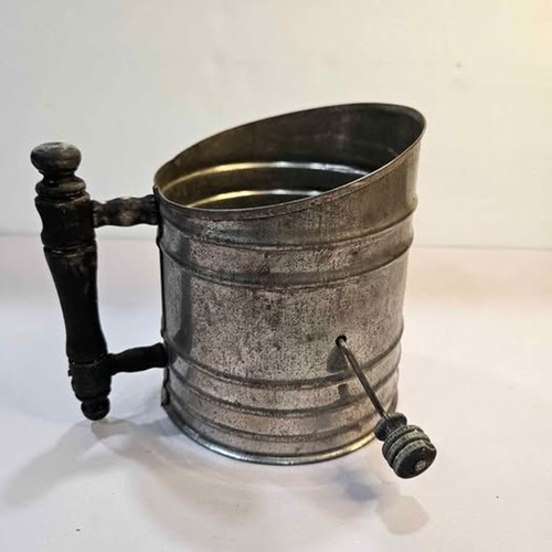 Vintage metal flour sifter - flour,