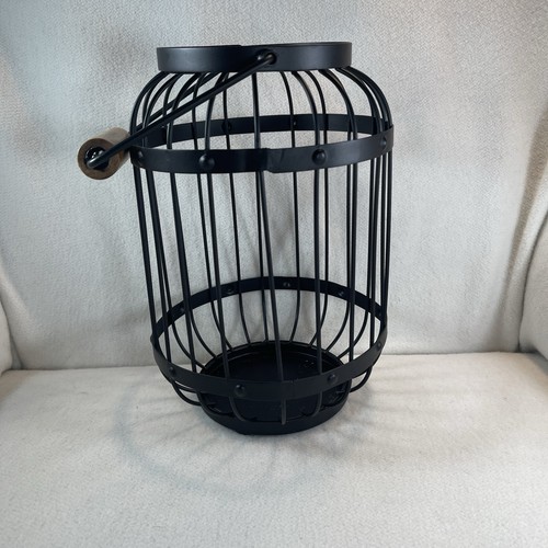 Black metal cage candle - black,