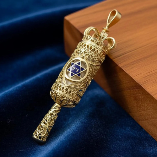 Solid 14k gold torah scroll - solid,