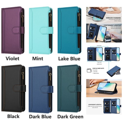 Leather zipper wallet phone - leather,