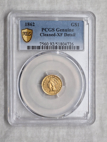 1862 gold coin 1 indian - us,
