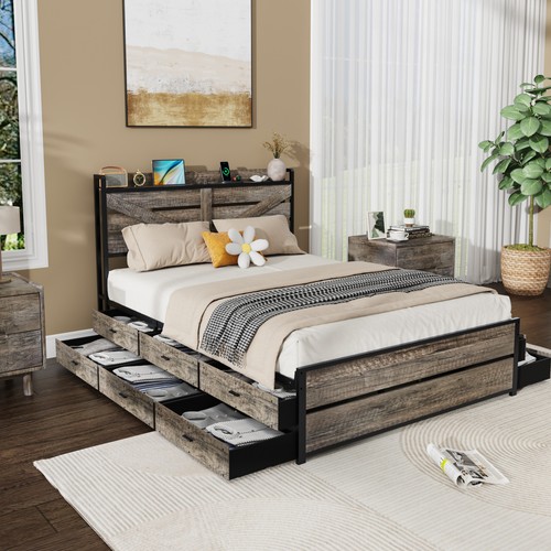 Queen bed frame - queen, storage