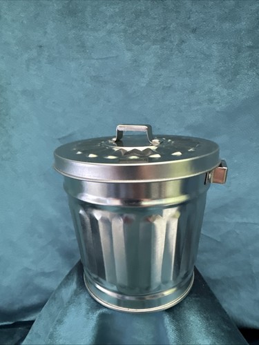 Silver mini galvanized trash - silver,