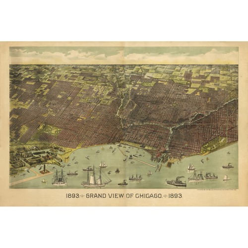 1893 bird eye view drawing - 1893, bird's