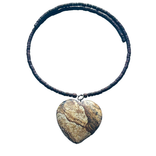 Stone puffy heart pendant - heart,