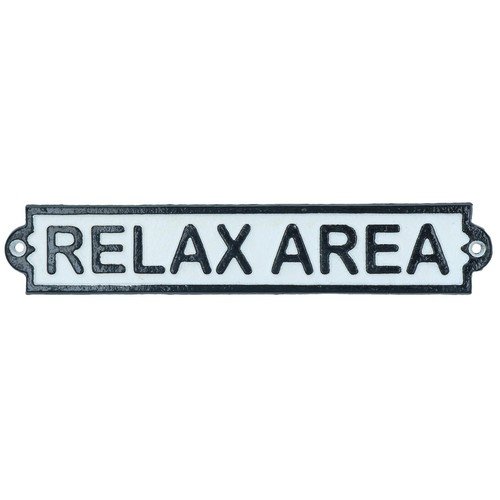 Relax area cast iron sign - relax,
