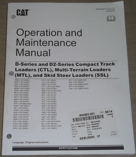 Cat caterpillar 287d - 287d, 272d2