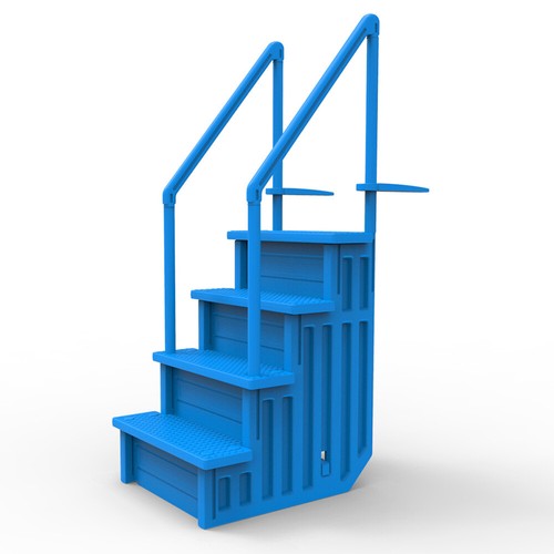 Wide anti slip pool steps - 28",