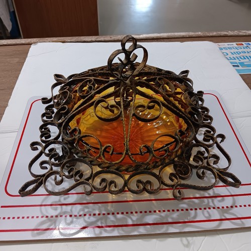 Vtg amber glass bowl - vtg,