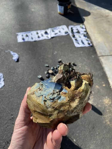 Blue slag glass chunk - blue,
