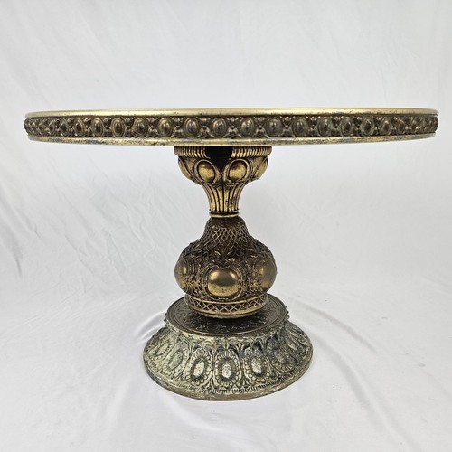 Ornate brass end table glass - table,