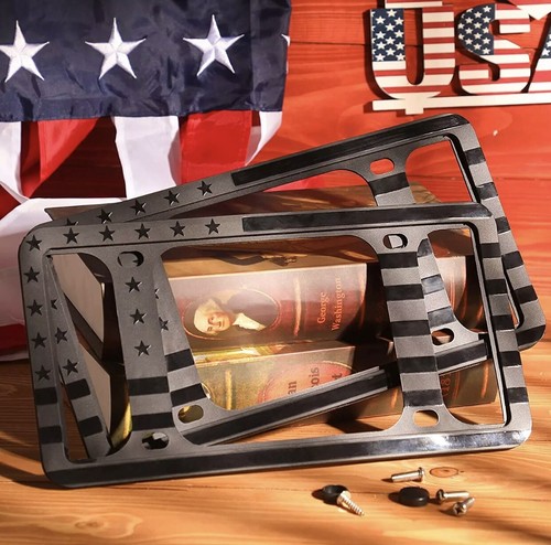 Silicone american flag license - american,