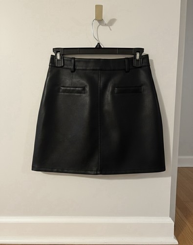 Black faux leather skirt - black, –