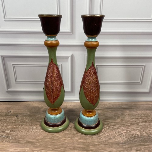 Wood candlestick holders gold - wood,