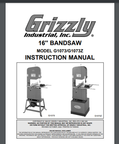 Grizzly bandsaw g1073 - grizzly,