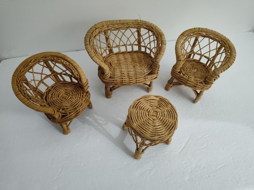 Vintage 4pc wicker doll - 4pc,