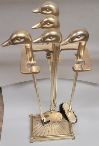 Brass duck head fireplace - brass,