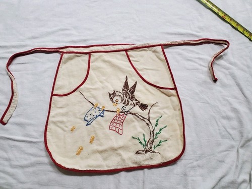Vtg child embroidered apron - vtg,