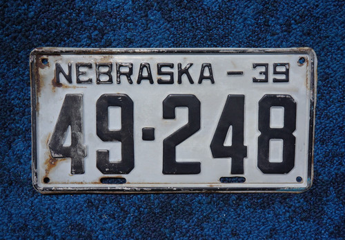 1939 nebraska license plate - nebraska,