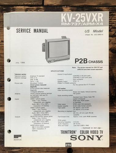 Sony 25vxr service - kv-25vxr,