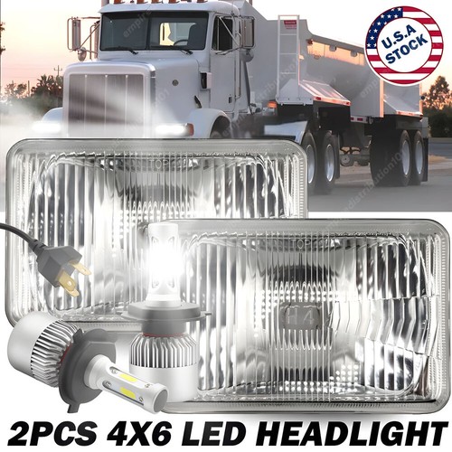 2pc black 4x6 led headlights - 4x6,