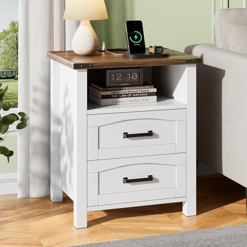 Farmhouse nightstand with - farmhouse,