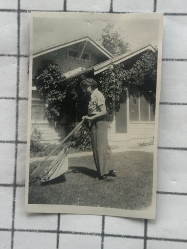 Vintage snapshot woman push - snapshot,