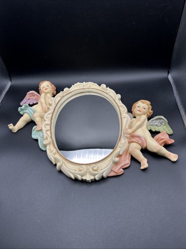 Vtg cherub wall mirror oval - vtg,
