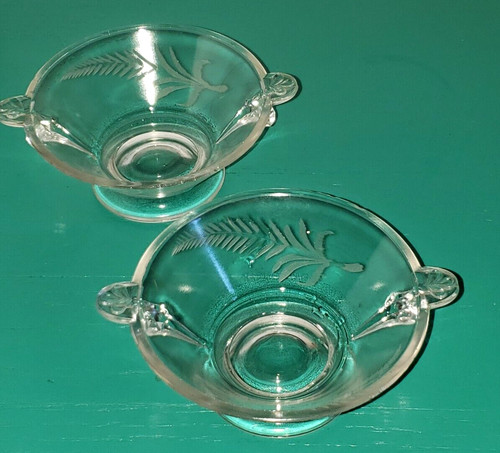 Vintage etched glass footed - vintage,