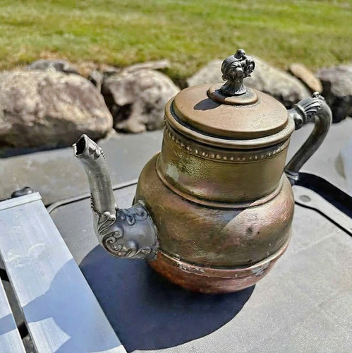 Antique copper tea pot - antique,