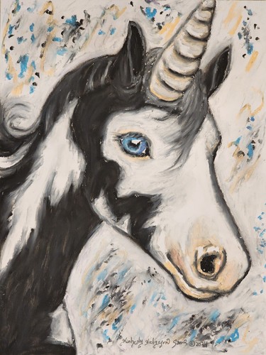 Paint horse unicorn art 5x7 - paint,