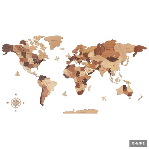 Wooden world map wood - wooden,