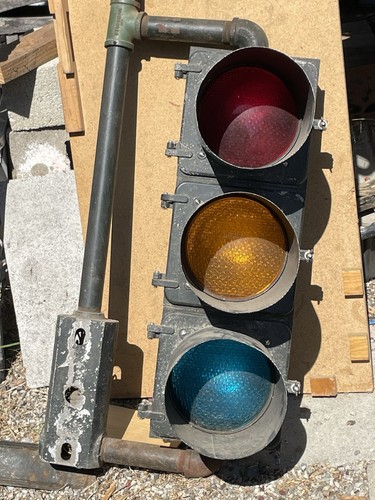 Vintage metal traffic signal - vintage,