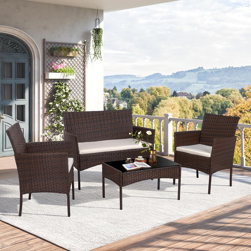 Brown rattan piece patio - brown,