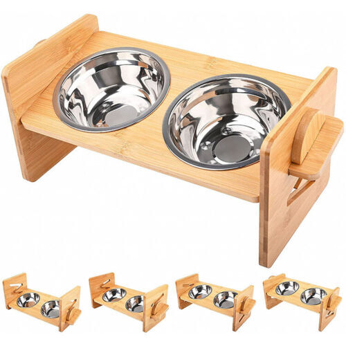 Raised pet bowl bamboo - bowl,