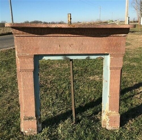 Antique wood fireplace mantel - antique,