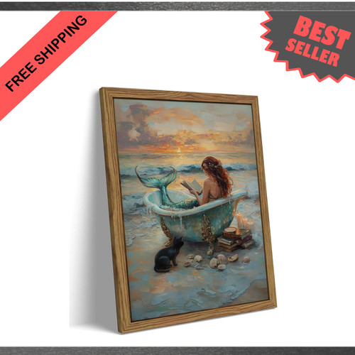 Vintage mermaid wall art - mermaid,